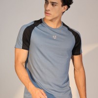 SG T-SHIRT MEN SG H3MT8205 BLUE GREY/BLACK, S, Blue Grey/ Black