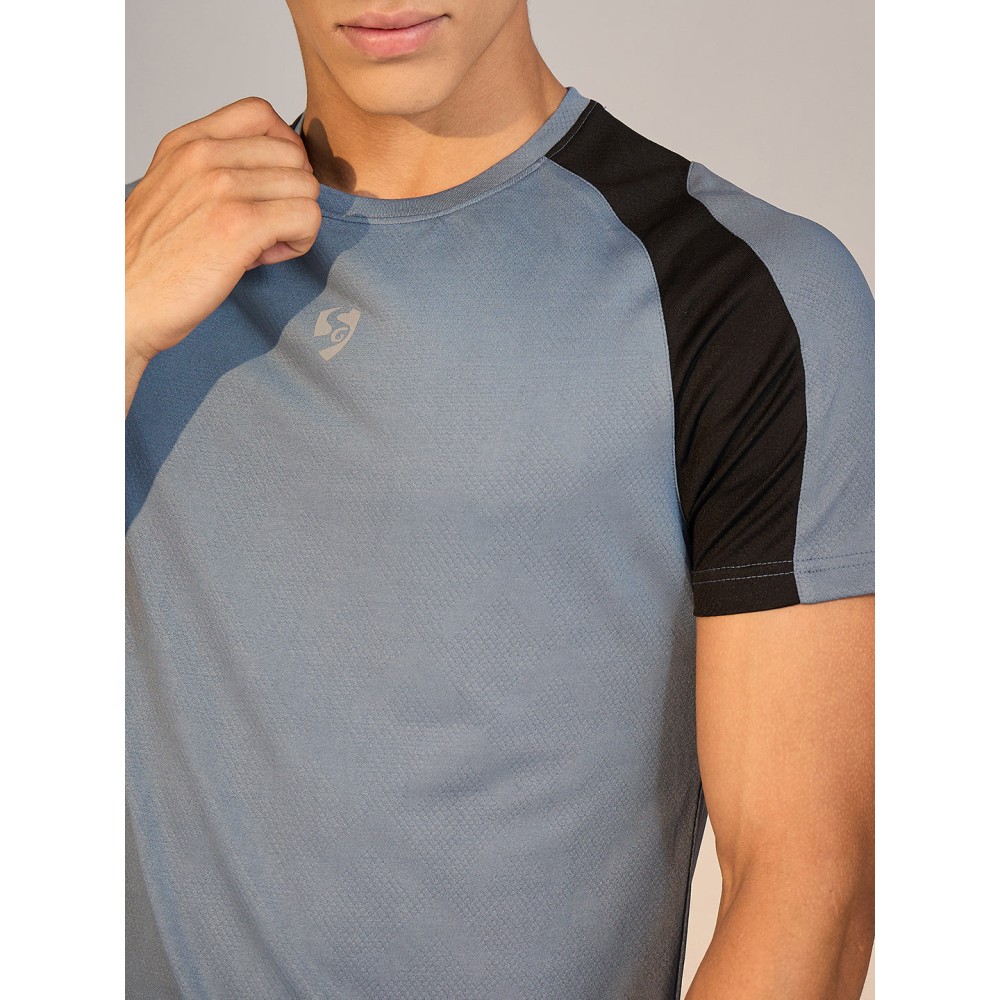SG T-SHIRT MEN SG H3MT8205 BLUE GREY/BLACK, S, Blue Grey/ Black
