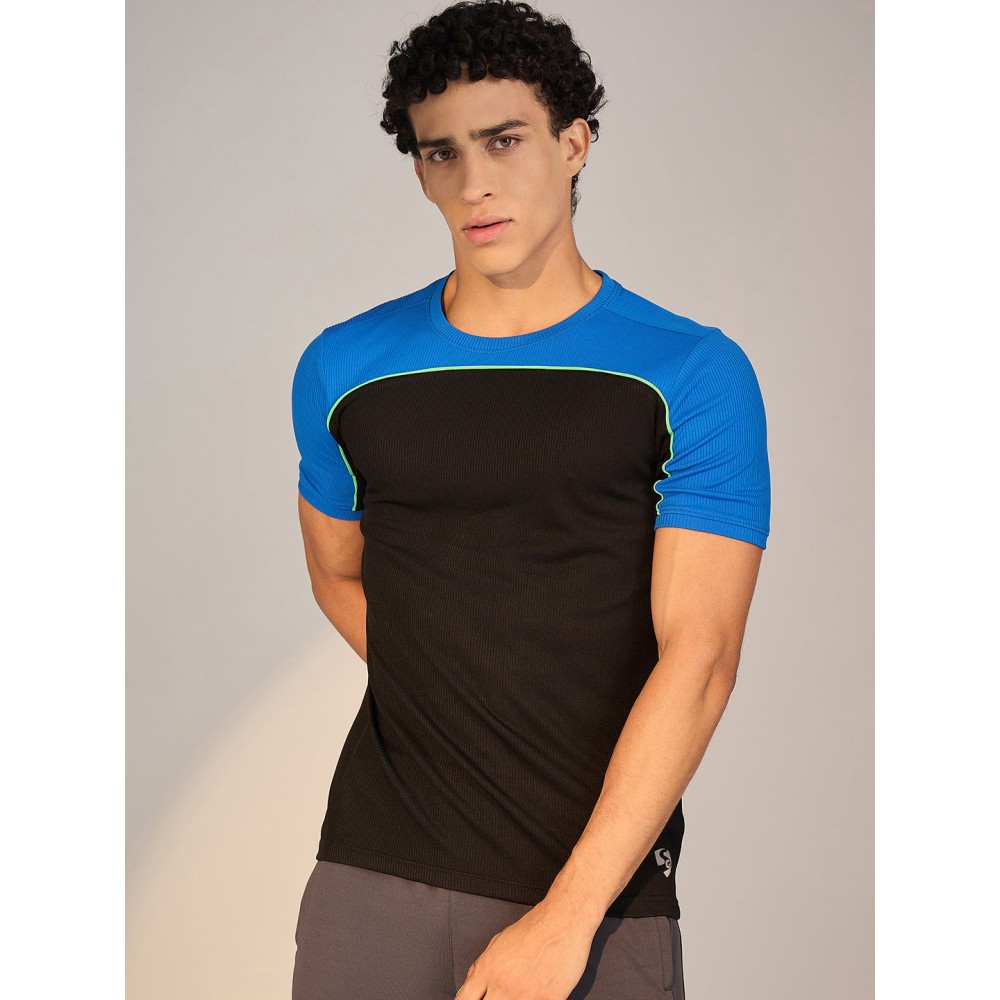 SG T-SHIRT MEN SG H3MT8206 BLACK/ROYAL BLUE, S, Black/ Royal Blue