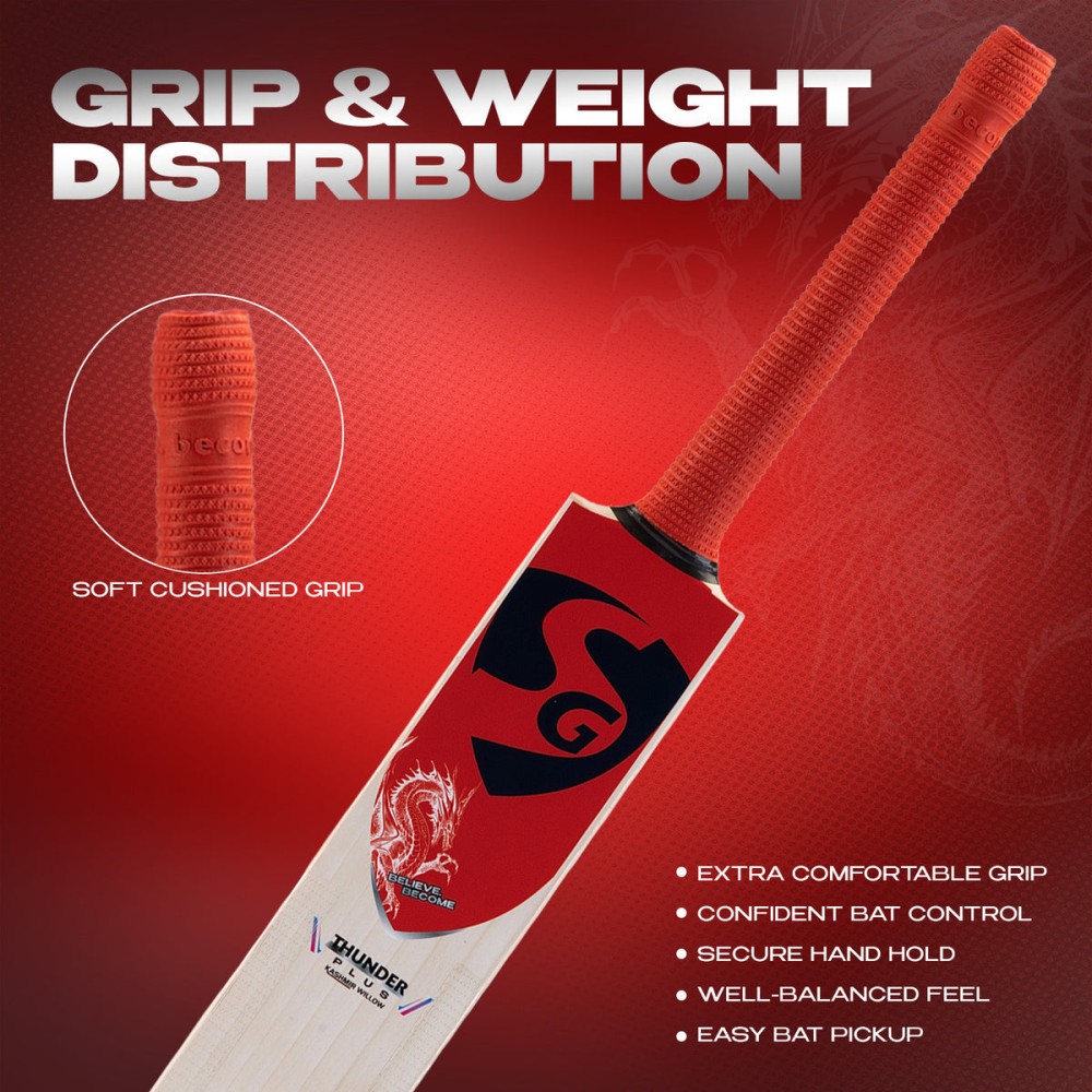 SG Thunder Plus Kashmir Willow Cricket Bat, 3
