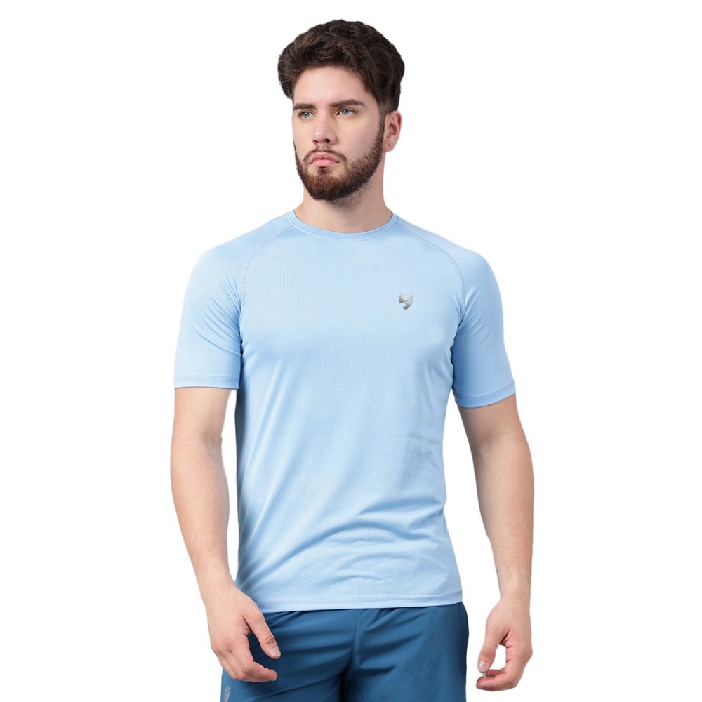 SG Men's Round Neck Sky T-Shirt, Fitness & Training, Jogging, Regular & Fashion Wear, S, Sky