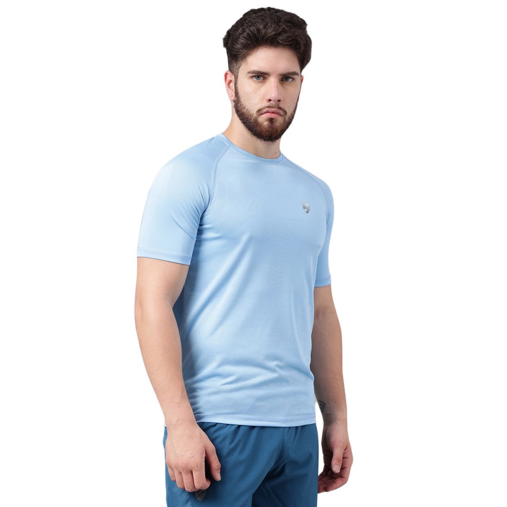 SG Men's Round Neck Sky T-Shirt, Fitness & Training, Jogging, Regular & Fashion Wear, S, Sky