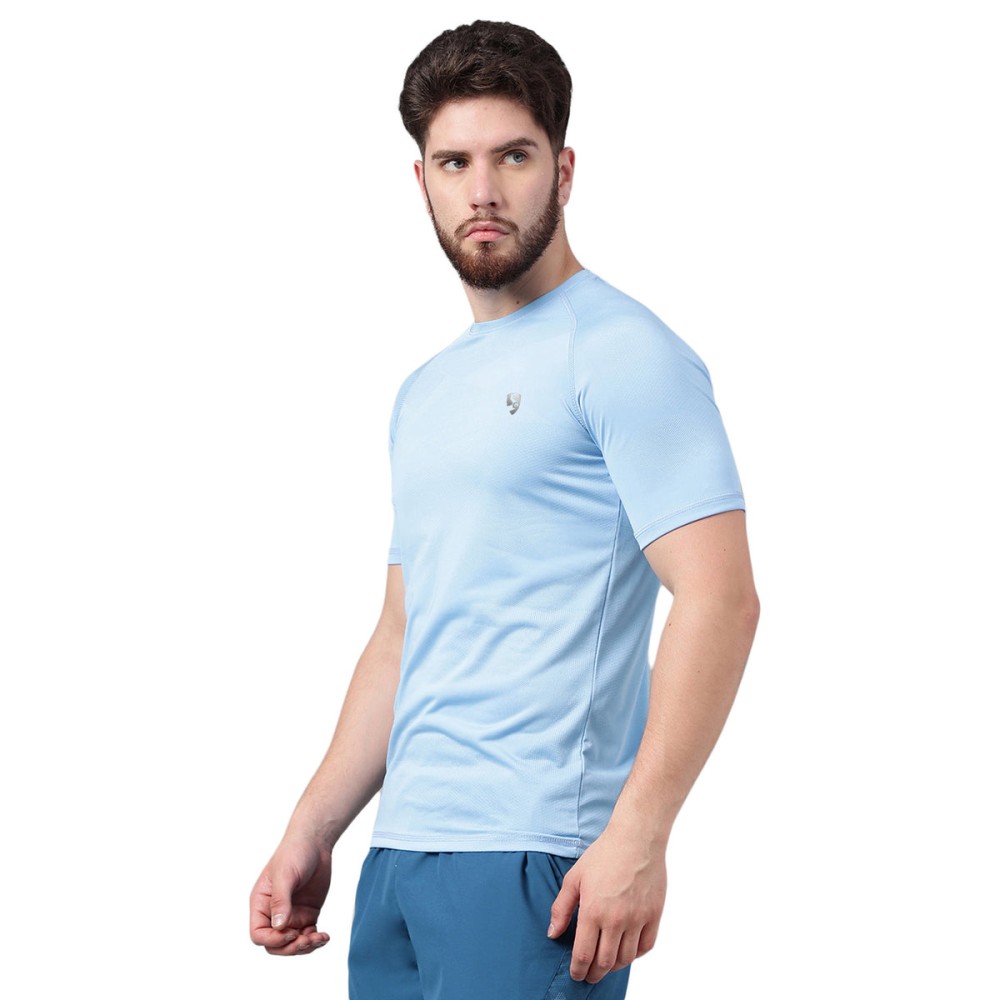 SG Men's Round Neck Sky T-Shirt, Fitness & Training, Jogging, Regular & Fashion Wear, S, Sky