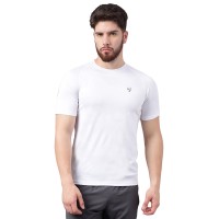 SG Men's Round Neck White T-Shirt, Fitness & Training, Jogging, Regular & Fashion Wear, S, White