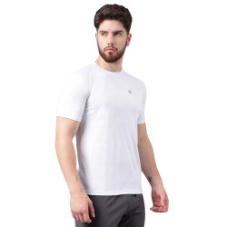 SG Men's Round Neck White T-Shirt, Fitness & Training, Jogging, Regular & Fashion Wear