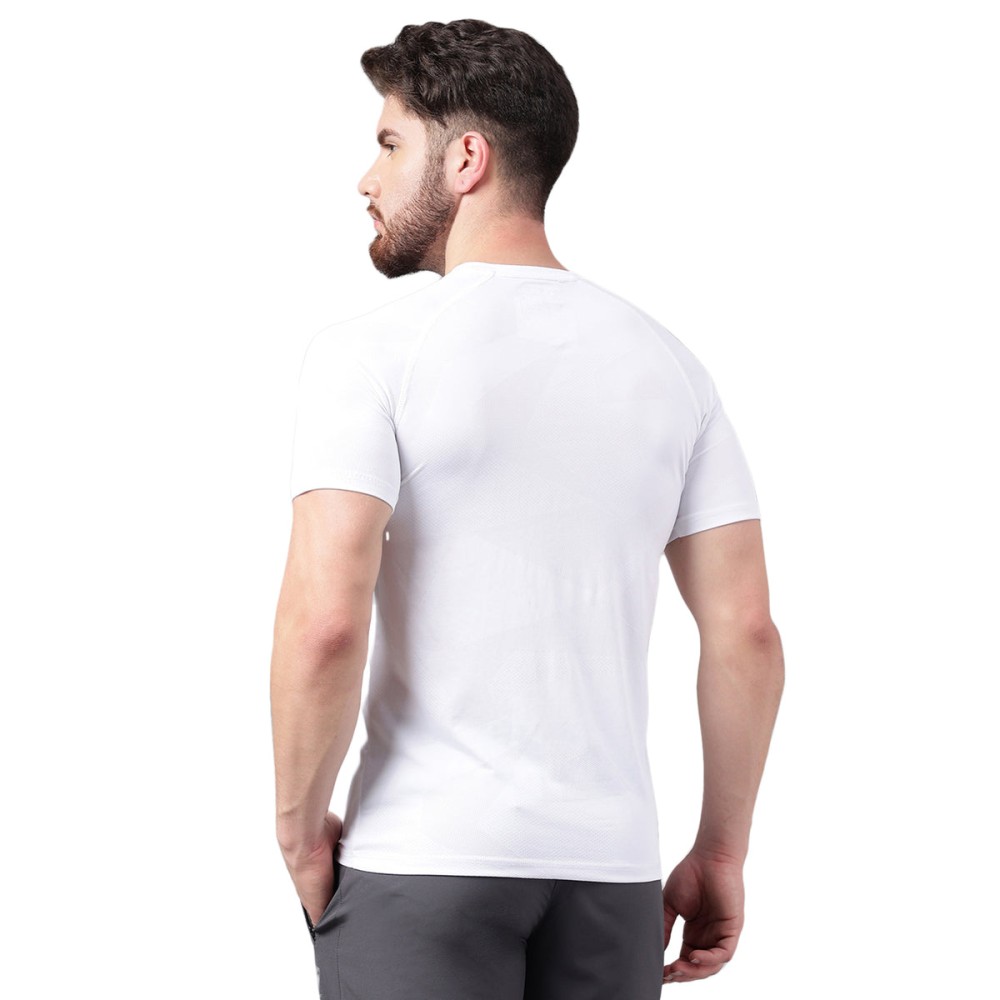 SG Men's Round Neck White T-Shirt, Fitness & Training, Jogging, Regular & Fashion Wear, S, White